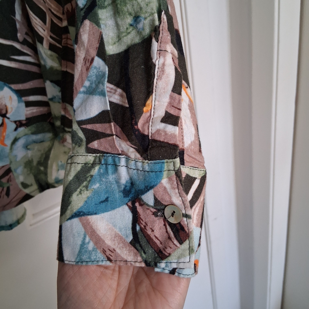 C by One Tropical Floral Linen Blend Button Up Shirt Size 2X - Picture 8 of 12